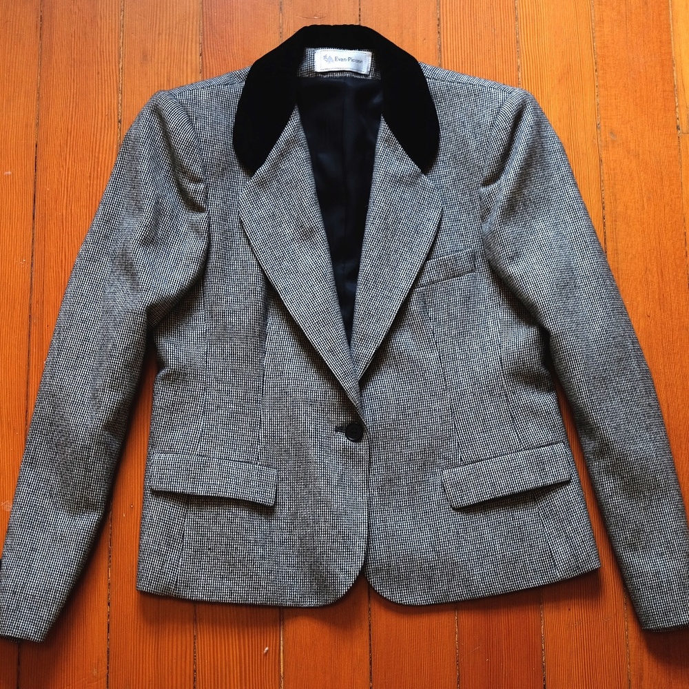 Evan Picone black white wood tweed jacket S, 4, 6